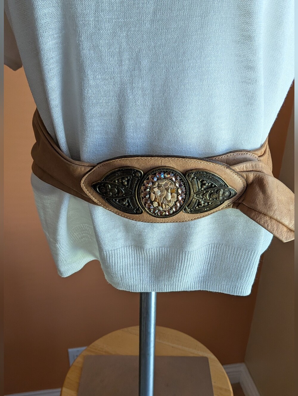 Leatherock Gem Accent Waist Belt - Tan Size L/ 36
